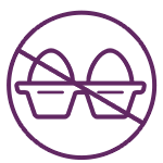 purple icon of no eggs label